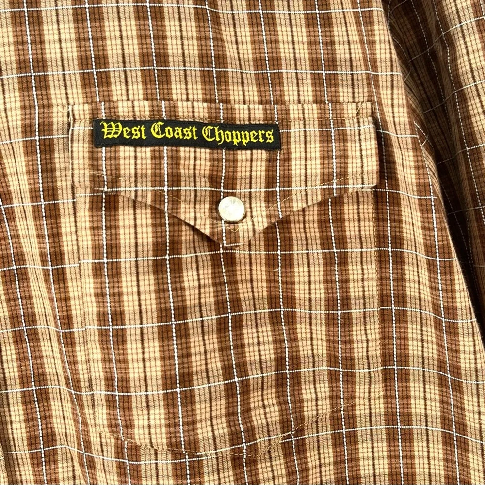 West Coast Choppers Men’s  XL‎ Jesse James Work Wear Plaid Snap Button Shirt